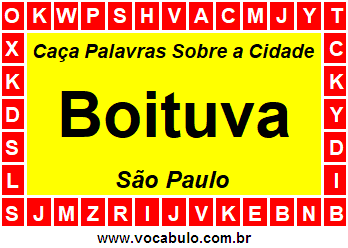 Caça Palavras Sobre a Cidade Boituva do Estado São Paulo