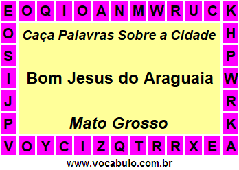 Caça Palavras Sobre a Cidade Bom Jesus do Araguaia do Estado Mato Grosso