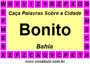 Caça Palavras Sobre a Cidade Bonito do Estado Bahia