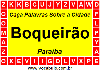 Caça Palavras Sobre a Cidade Paraibana Boqueirão