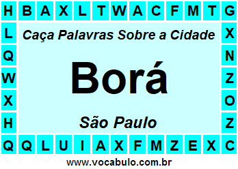 Caça Palavras Sobre a Cidade Paulista Borá