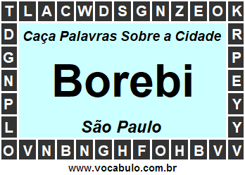 Caça Palavras Sobre a Cidade Borebi do Estado São Paulo