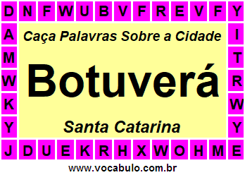 Caça Palavras Sobre a Cidade Botuverá do Estado Santa Catarina
