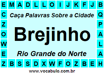Caça Palavras Sobre a Cidade Norte Rio Grandense Brejinho