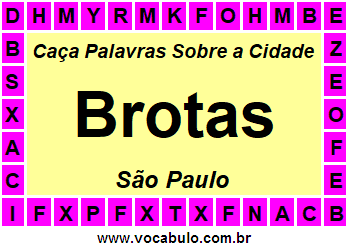 Caça Palavras Sobre a Cidade Brotas do Estado São Paulo