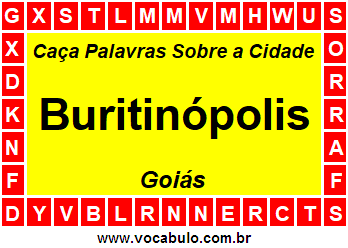 Caça Palavras Sobre a Cidade Buritinópolis do Estado Goiás