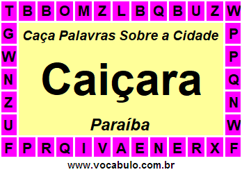 Caça Palavras Sobre a Cidade Paraibana Caiçara