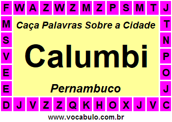 Caça Palavras Sobre a Cidade Pernambucana Calumbi