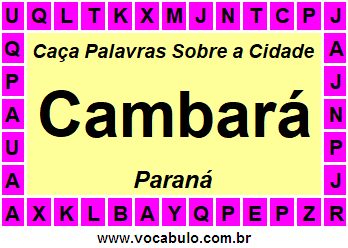 Caça Palavras Sobre a Cidade Cambará do Estado Paraná