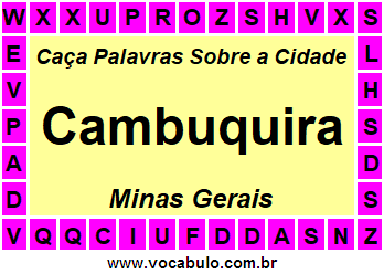 Caça Palavras Sobre a Cidade Mineira Cambuquira