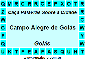 Caça Palavras Sobre a Cidade Goiana Campo Alegre de Goiás