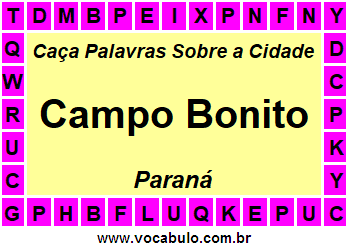 Caça Palavras Sobre a Cidade Paranaense Campo Bonito