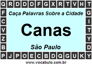 Caça Palavras Sobre a Cidade Paulista Canas