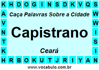 Caça Palavras Sobre a Cidade Capistrano do Estado Ceará