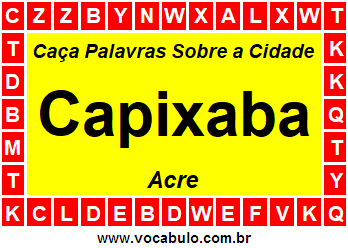 Caça Palavras Sobre a Cidade Capixaba do Estado Acre