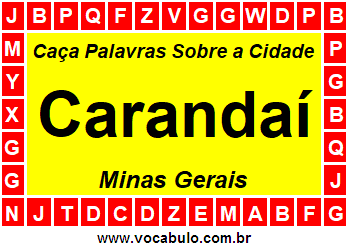 Caça Palavras Sobre a Cidade Carandaí do Estado Minas Gerais