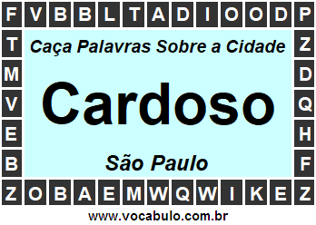 Caça Palavras Sobre a Cidade Paulista Cardoso