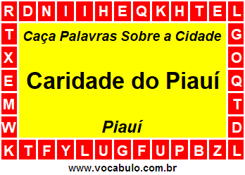 Caça Palavras Sobre a Cidade Caridade do Piauí do Estado Piauí