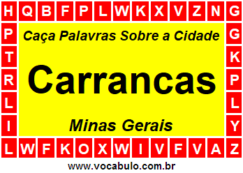 Caça Palavras Sobre a Cidade Carrancas do Estado Minas Gerais