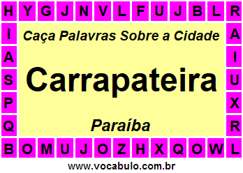 Caça Palavras Sobre a Cidade Paraibana Carrapateira