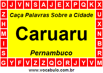 Caça Palavras Sobre a Cidade Caruaru do Estado Pernambuco