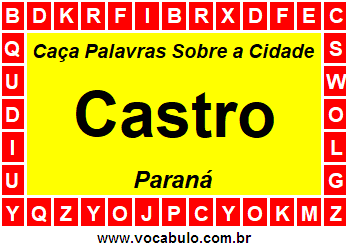 Caça Palavras Sobre a Cidade Paranaense Castro