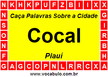 Caça Palavras Sobre a Cidade Cocal do Estado Piauí