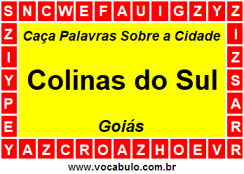 Caça Palavras Sobre a Cidade Colinas do Sul do Estado Goiás