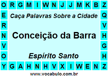 Caça Palavras Sobre a Cidade Capixaba Conceição da Barra