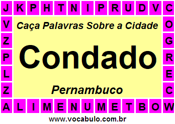 Caça Palavras Sobre a Cidade Condado do Estado Pernambuco