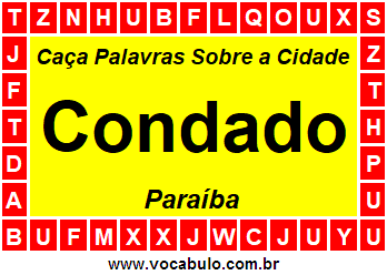 Caça Palavras Sobre a Cidade Condado do Estado Paraíba