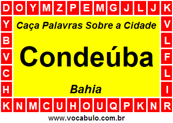 Caça Palavras Sobre a Cidade Condeúba do Estado Bahia