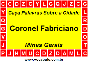 Caça Palavras Sobre a Cidade Mineira Coronel Fabriciano