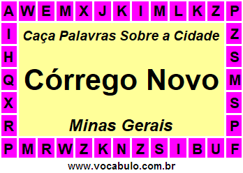 Caça Palavras Sobre a Cidade Mineira Córrego Novo