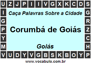 Caça Palavras Sobre a Cidade Goiana Corumbá de Goiás