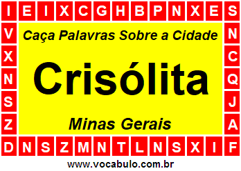 Caça Palavras Sobre a Cidade Crisólita do Estado Minas Gerais