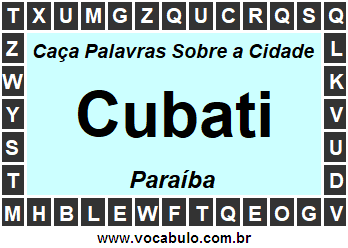 Caça Palavras Sobre a Cidade Paraibana Cubati