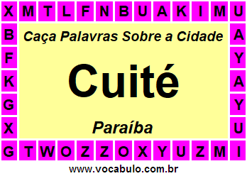 Caça Palavras Sobre a Cidade Cuité do Estado Paraíba