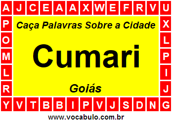 Caça Palavras Sobre a Cidade Cumari do Estado Goiás