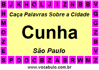 Caça Palavras Sobre a Cidade Paulista Cunha