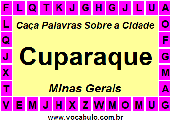 Caça Palavras Sobre a Cidade Cuparaque do Estado Minas Gerais