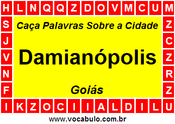 Caça Palavras Sobre a Cidade Damianópolis do Estado Goiás