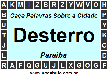 Caça Palavras Sobre a Cidade Desterro do Estado Paraíba