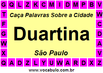 Caça Palavras Sobre a Cidade Paulista Duartina