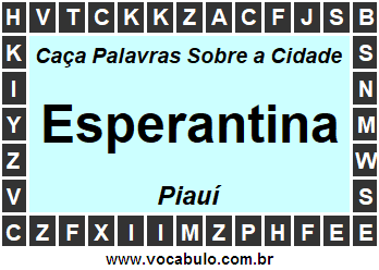 Caça Palavras Sobre a Cidade Piauiense Esperantina