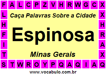 Caça Palavras Sobre a Cidade Espinosa do Estado Minas Gerais