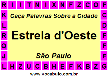 Caça Palavras Sobre a Cidade Paulista Estrela d'Oeste