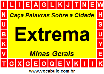 Caça Palavras Sobre a Cidade Extrema do Estado Minas Gerais