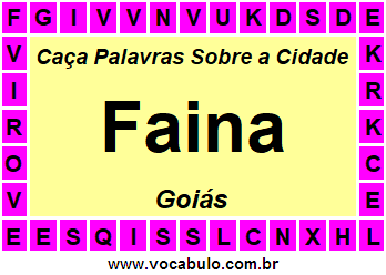 Caça Palavras Sobre a Cidade Faina do Estado Goiás