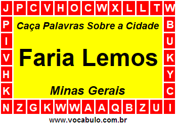 Caça Palavras Sobre a Cidade Faria Lemos do Estado Minas Gerais